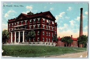 1910 City Hospital And Nurse's Home Exterior View Akron Ohio OH Antique Postcard