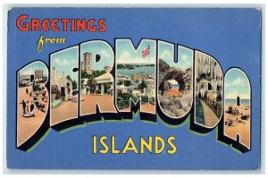 1938 Greetings from Bermuda Islands Big Letter Multiview Posted Postcard