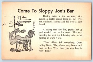1970 Key West Florida FL Postcard Many Hellos Come Sloppy Joe Bar Advertising