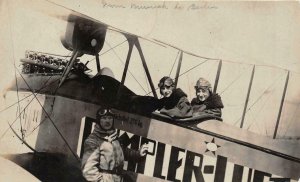 RPPC From Munich to Berlin Aviation Biplane Pilots 1922 Photo Vintage Postcard