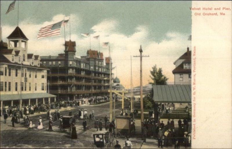 Old Orchard ME Hotels & Street Scene c1905 Postcard