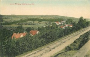 1913 Milton Road North Jay Maine railroad hand colored Waite Postcard 20-5497