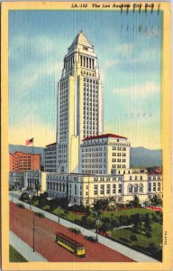 USA City Hall Los Angeles California Linen Postcard 09.46