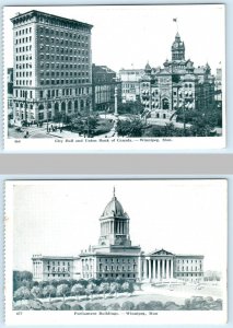 2 Postcards WINNIPEG, Manitoba Canada~ Parliament UNION BANK of CANADA City Hall