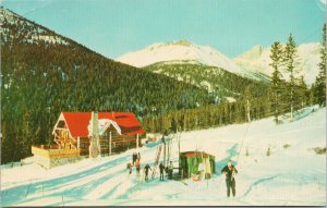 Temple Lodge Mt. Temple Alberta AB Skiing Skiers Postcard F65 *as is