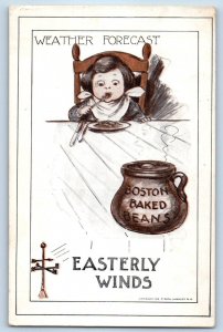 c1910's Easterly Winds Weather Forecast Boston Baked Beans Antique Postcard