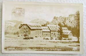 VINTAGE 1930 RPPC REAL PHOTO POSTCARD CRATER LAKE NATIONAL PARK LODGE OREGON