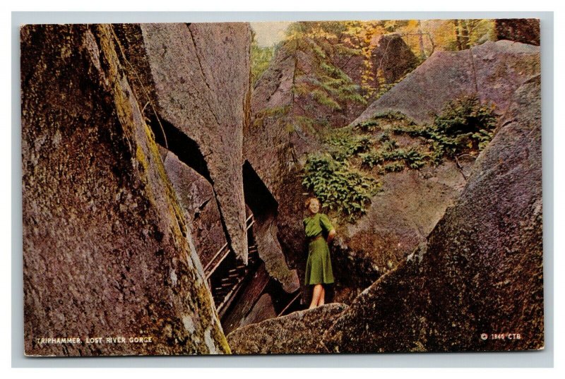 Vintage 1946 Postcard Triphammer Lost River Gorge White Mountains NH