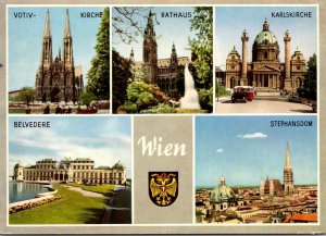 Austria Wien Vienna Multi View Belvedere Town Hall Stephansdom and More 1960