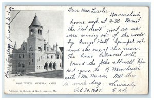 1905 Post Office, Augusta, Maine ME PMC Winthrop ME Posted Antique Postcard 