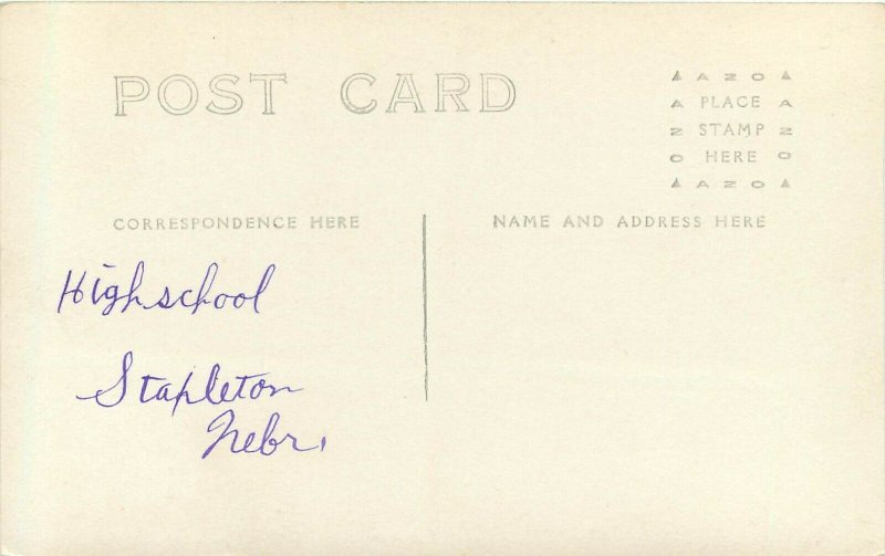 c1910 RPPC Postcard; High School, Stapleton NE Logan County Unposted