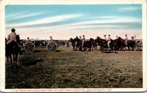 Postcard TX San Antonio US Field Artillery Battery at Fort Sam Houston 1920s K20