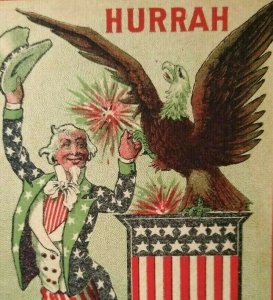 Uncle Sam American Eagle Fireworks USA Flag 4th Of July Postcard Series 3906 