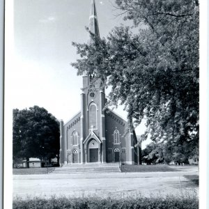 c1950s Cascade, IA RPPC St Mary's Catholic Church Real Photo Tower Postcard A103