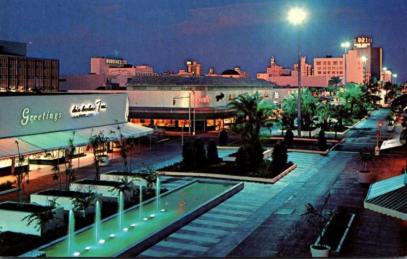 Florida Miami Beach The Lincoln Road Mall At Night