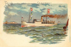 Gruss vom Salon-Schnelldampfer Sequens! Ship Postcard