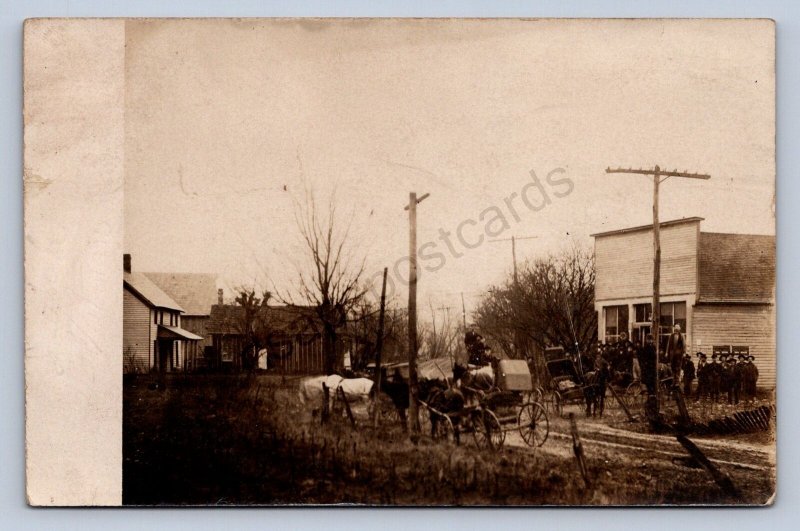 J87/ Haynes Ohio RPPC Postcard c1910 Store Building Wagon Hocking County 726