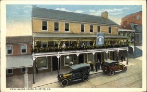 Chester PA Washington House Cars c1920 Postcard