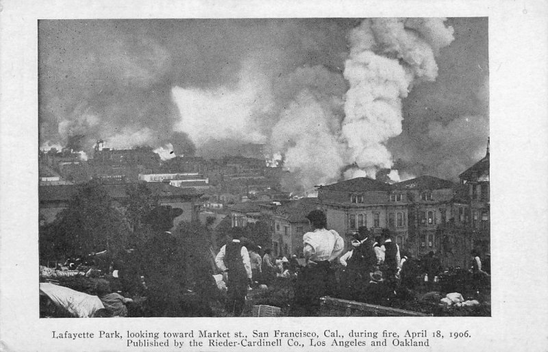 Lafayette Park, Market St. SAN FRANCISCO 1906 Earthquake/Fire Vintage Postcard