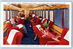 Evanston Illinois Postcard Parlor Cars North Western Line Streamliner Fleet 1942