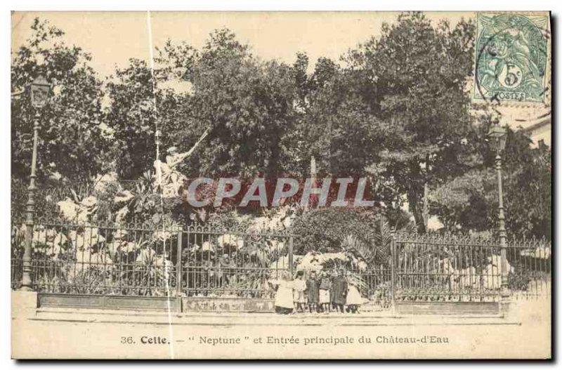 Old Postcard The Neptune and main entrance of the Chateau d'Eau Children