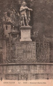 Vintage Postcard 1910's Cote D'Azur Nice Monument Charles Felix Statue France FR