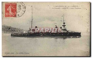 Old Postcard Boat L & # 39explosion of Liberty Le Liberte armor before & # 39...