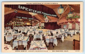 SAN FRANCISCO, California CA ~ Dining Room JOHN'S RENDEZVOUS Restaurant Postcard
