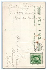 c1910's Christmas Berries Ringing Bells John Winsch Artist Signed Postcard