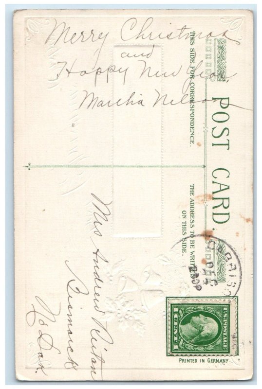 c1910's Christmas Berries Ringing Bells John Winsch Artist Signed Postcard