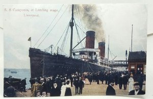 Ship SS Campania at Landing Stage Liverpool c1910 Vintage Repro Postcard