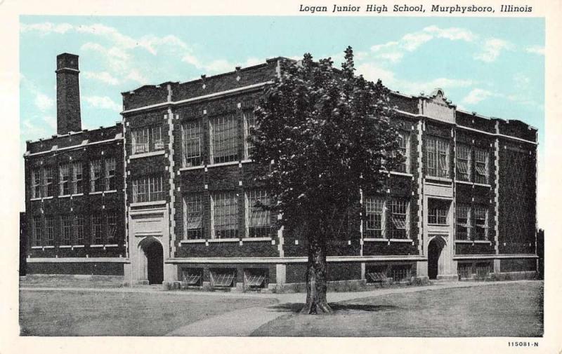 Murphysboro Illinois Logan Junior High School Entrance Antique Postcard K10171