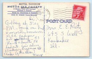 BOZEMAN, MT Montana~MOTEL RAINBOW c1950s Roadside Gallatin County Linen Postcard