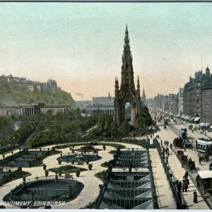 c1905 Edinburgh Scotland Scott Monument Castle Princes Street Gardens Tram Photo
