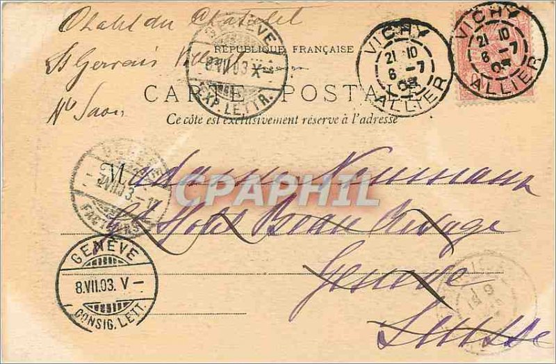 Postcard Old New Vichy Source Chomel (map 1900)
