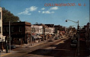 Collingswood NJ Haddon Ave Classic 1970s Cars Chrome Vintage Postcard