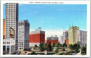 Grand Circus Park Detroit Michigan MI Buildings & Avenue Landmaks Postcard