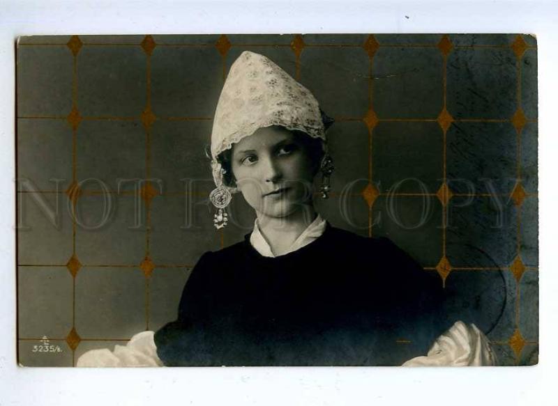 194016 Rural Young Girl BELLE in Bonnet Vintage PHOTO 1906 PC