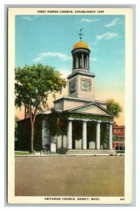 Vintage 1940's Postcard First Parish Unitarian Church Quincy Massachusetts