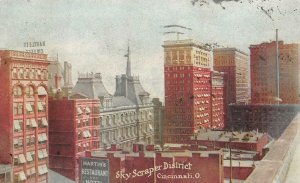 SKY SCRAPER DISTRICT CINCINNATI OHIO POSTCARD 1908