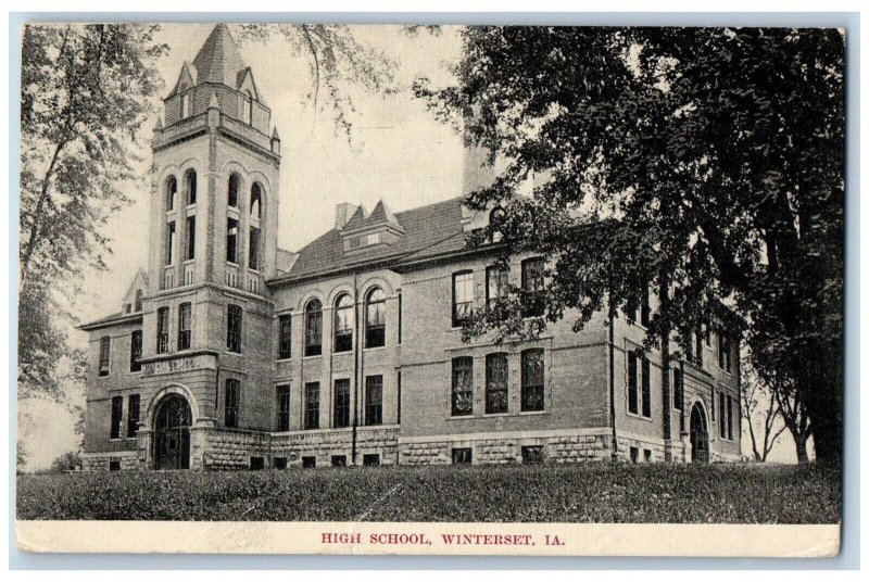 Winterset Iowa Postcard High School Exterior View Building 1910 Vintage Antique