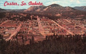 CUSTER, South Dakota SD   CITY & HOMES~Bird's Eye View   VINTAGE Chrome Postcard