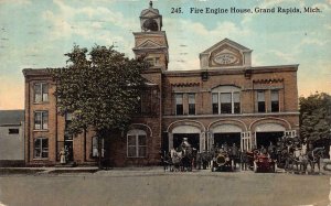 FIRE ENGINE HOUSE GRAND RAPIDS MICHIGAN POSTCARD EXCAHNGE 1914