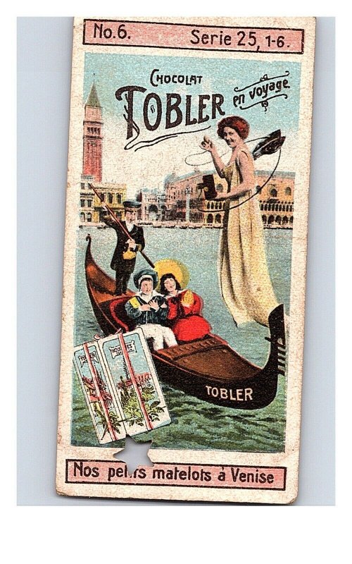 Vintage 1890's Victorian Trade Card Toblerone Swiss Chocolate - Venice Gondola