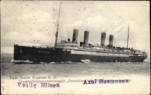 Twin Screw Express Steamship S Deutschland c1905 Postcard