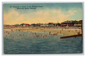 Vintage 1930's Postcard Atlantic Ocean Savannah Beach Georgia