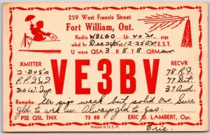 1935 QSL Radio Card VE3BV Ontario Canada Amateur Radio Station Posted Postcard