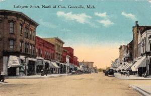 Greenville Michigan Lafayette Street North Of Cass Antique Postcard V11884