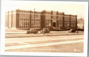 RPPC Cars Parked in Front of High School, Montpelier ID Vintage Postcard C51