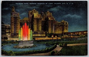 Vtg Atlantic City New Jersey NJ Traymore Hotel Fountain of Light 1940s Postcard